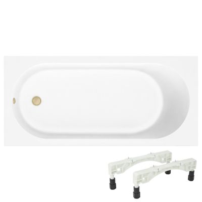 Baignoire droite 160 x 70 VILLEROY & BOCH O.Novo + Pieds + Vidage WIRQUIN doré