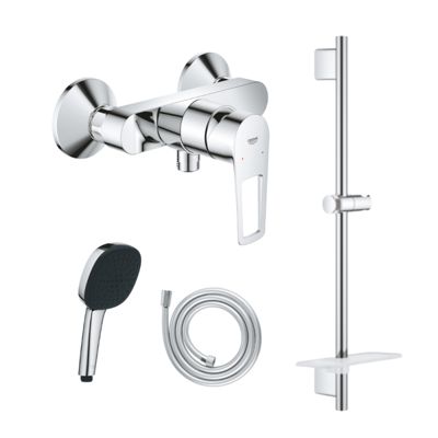 Pack mitigeur douche mécanique GROHE StartLoop + Douchette Vitalio Comfort 110 + Barre Quickflix Vitalio Smartactive + Flexible