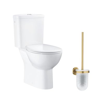 WC à poser sans bride GROHE + Abattant frein de chute déclipsable + Porte-balai WC Cool Sunrise