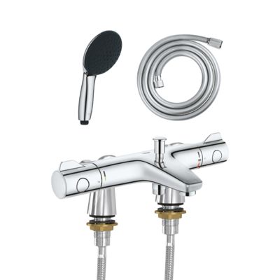 Mitigeur baignoire thermostatique GROHE Grohtherm 800 avec colonnettes Idro'Flex + Douchette 2 jets Start + Flexible