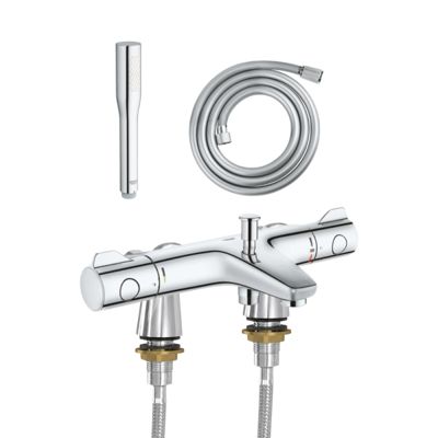 Mitigeur baignoire thermostatique GROHE Grohtherm 800 avec colonnettes Idro'Flex + Douchette 1 jet + Flexible