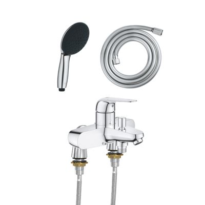 Mitigeur baignoire mécanique GROHE Swift avec colonnettes Idro'Flex + Douchette 2 jets Start + Flexible