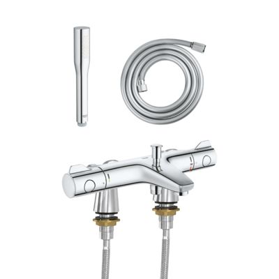 Mitigeur baignoire thermostatique GROHE Precision Trend avec colonnettes Idro'Flex + Douchette 1 jet + Flexible