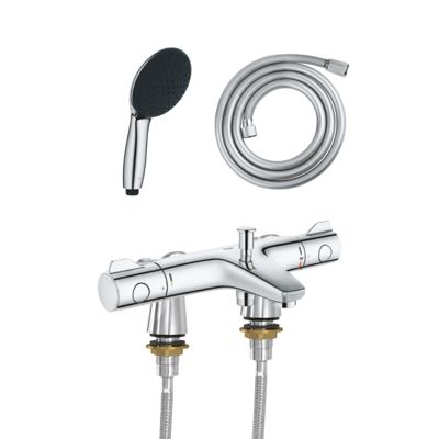 Mitigeur baignoire thermostatique GROHE Precision Trend avec colonnettes Idro'Flex + Douchette 2 jets Start + Flexible