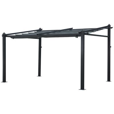 Pergola murale 3 x 4m FREJUS grise - structure aluminium - HAPPY GARDEN