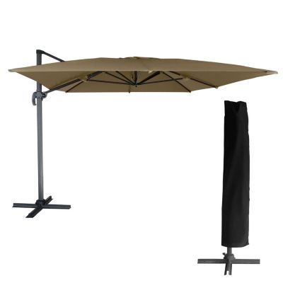 Parasol déporté MOLOKAI rectangulaire 3x4m taupe + housse - HAPPY GARDEN