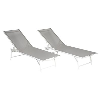 Lot de 2 bains de soleil pliants SICILIA en textilène structure HAPPY GARDEN - vue 4