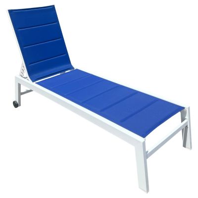 Bain de soleil BARBADOS en textilène bleu - aluminium blanc - HAPPY GARDEN