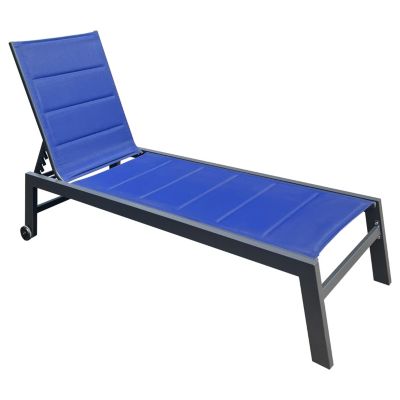 Bain de soleil BARBADOS en textilène bleu foncé - aluminium anthracite - HAPPY GARDEN