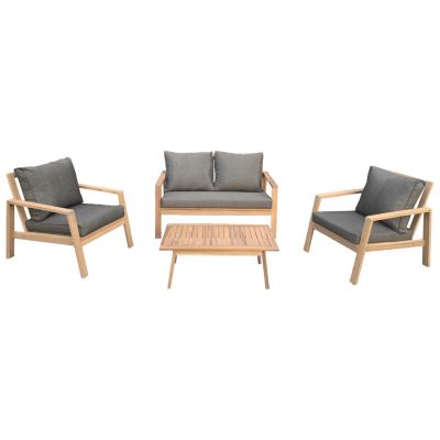 Salon de jardin en acacia 4 places GILI coussins - vue 9