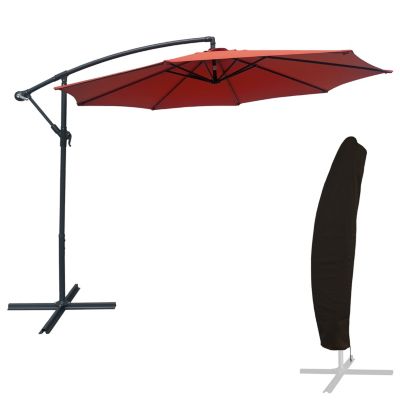 Parasol déporté OAHU rond 3m de diamètre terracotta + housse - vue 9