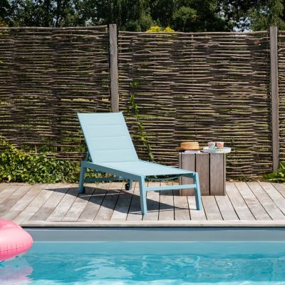 Bain de soleil BARBADOS en textilène bleu clair - aluminium bleu clair - HAPPY GARDEN