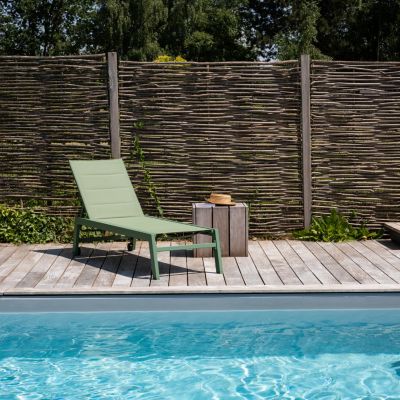 Bain de soleil BARBADOS en textilène vert sauge - aluminium vert sauge - HAPPY GARDEN