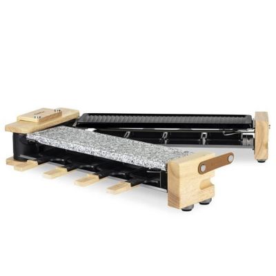 H.Koenig Appareil à raclette - WOD360 - Jusquà 8 personnes - Pierre à cuire base rotative - Design bois - 1400W Marron - vue 4