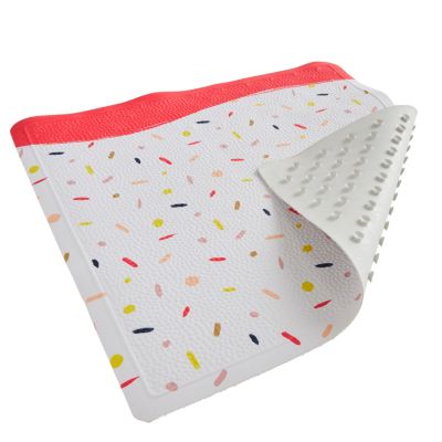 Tapis de douche antidérapant blanc et rouge Equipstore Création 54 x 54 cm