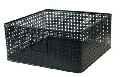 Panier rectangulaire en métal motif cannage noir taille L