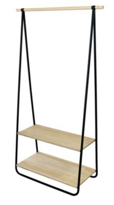 Portant à vêtement en pin et métal Trendy 2 étagères