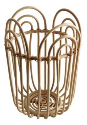 Panier en rotin ajouré rond couleur naturelle