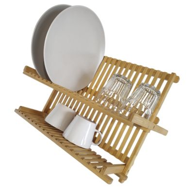 Égouttoir pliable en bambou couleur naturelle