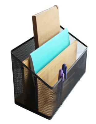 Range courrier filaire en métal noir 2 compartiments