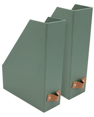 Lot de 2 range-revues en carton coloris vert