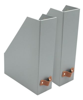 Lot de 2 range-revues en carton coloris gris