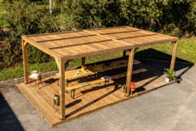 Pergola autoportante manuelle bois Habrita THO3562T 3,41 x 6,26 m