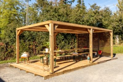 Pergola autoportante manuelle bois Habrita THO3562VT 3,41 x 6,26 m