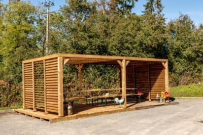 Pergola autoportante manuelle bois Habrita THO3562VVT 3,41 x 6,26 m
