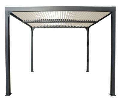 Pergola bioclimatique autoportante manuelle aluminium Habrita PER3630BIW gris et écru 3,60 x 3 m