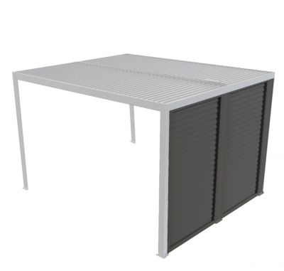 Côté ventelles aluminium gris 3 m pour pergola bioclimatique Habrita PER3630BI et PER2430BI