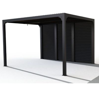 Pergola bioclimatique autoportante manuelle aluminium Habrita PER3630VBI 3 60 x 3 avec 1 côté ventelles - vue 3