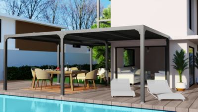 Pergola bioclimatique aluminium autoportante gris anthracite XXL 32 63m²
