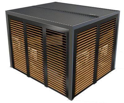 Pergola bioclimatique autoportante aluminium + ventelles imitation bois 2 côtés 3 60 m x 3 m 10 80 m²Â Habrita