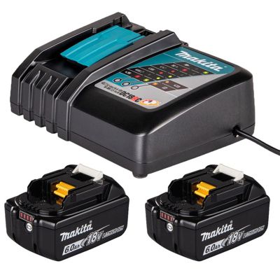 MAKITA Pack de 2 Batteries Li-Ion 18V 6Ah BL1860B + Chargeur simple DC18RC