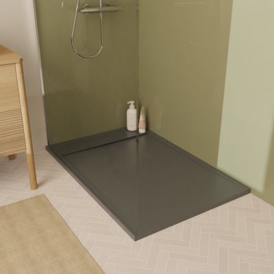 Receveur de douche rectangulaire en béton, 120 x 80 cm, anthracite, Homesight