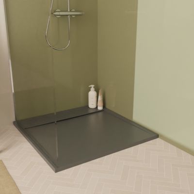 Receveur de douche carré en béton, 90 x 90 cm, anthracite, Homesight