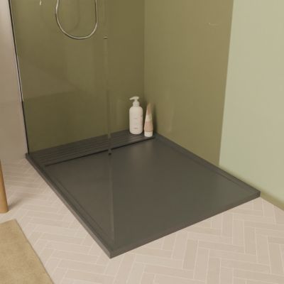 Receveur de douche rectangulaire en béton, 100 x 80 cm, anthracite, Homesight