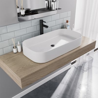 Vasque à  poser en céramique l.75 x H.13 x P.39 cm  blanc mat  Homesight Josy