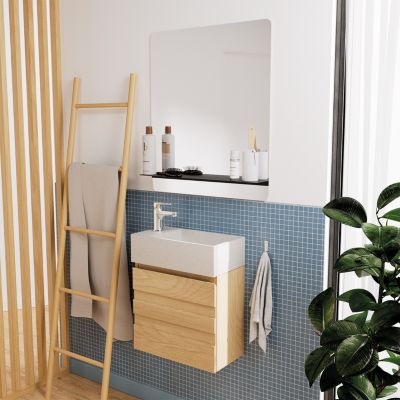 Meuble lave-mains à  suspendre l.43 2 x H.38 5 x P.22 5 cm  effet chêne  Homesight Etty