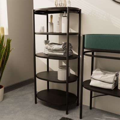 Meuble colonne de salle de bains 5 niveaux en métal noir mat l.55 x H.116 x P.37 5 cm  Homesight Pao