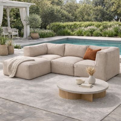 Concept Usine Salon de jardin modulable 4 places beige en tissu déperlant PRAIANO - vue 2