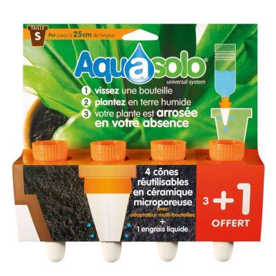 Cône d'arrosage Aquasolo taille S coloris orange débit 7cl/24h 3 + 1 gratuit