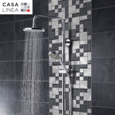 Mosaïque mur et sol Verralu noir/aluminium 30 x 30 cm