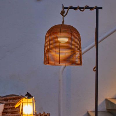 Suspension nomade LUMISKY HANG BOHEME H35 cm Polyrotin avec corde LED chaud et dimmable - vue 2