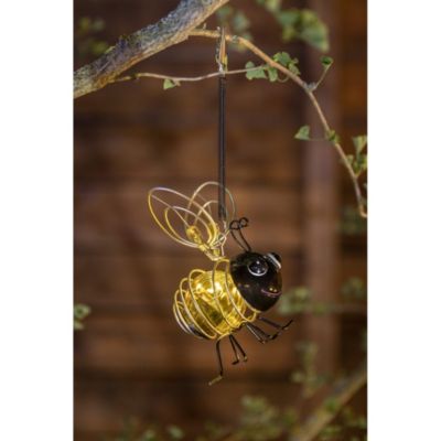 Décoration solaire Abeille- Hauteur avec la suspension 26cm-  2 Lumens- Eclairage extérieur Jardin