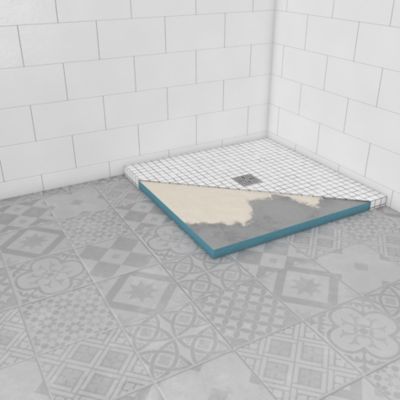 Receveur de douche extra-plat 90 x 90 cm, bonde centrale, gris, Galedo Showerplate
