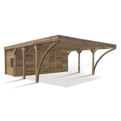 Carport avec remise double bois MADEIRA Aymar