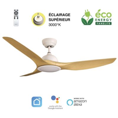 Fanelite Ventilateur de plafond 132 cm et ABS imitation bois LONGANA Moteur DC LED 3 couleurs + LED SUPERIEURE Neuf - vue 3