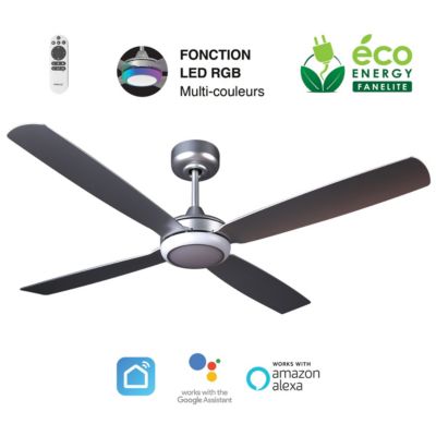 Fanelite Ventilateur de plafond 132 cm QALITO Moteur DC LED dimmable 3 couleurs + RGB Wifi Silencieux Neuf - vue 3
